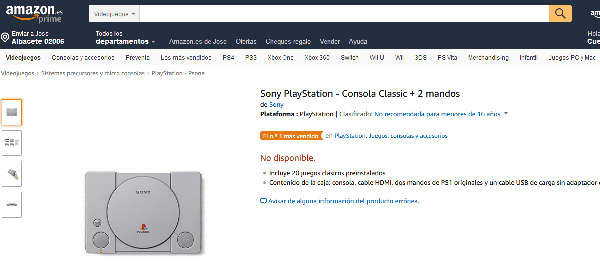 playstation Classic mas vendida en España amazon