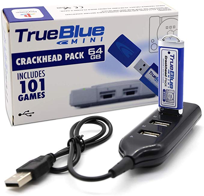 True Blue Mini Crackhead Pack 64G 101 Juegos para Playstation Classic 