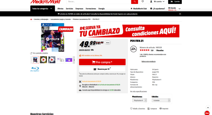 Cambiazo Media Markt Fifa 21