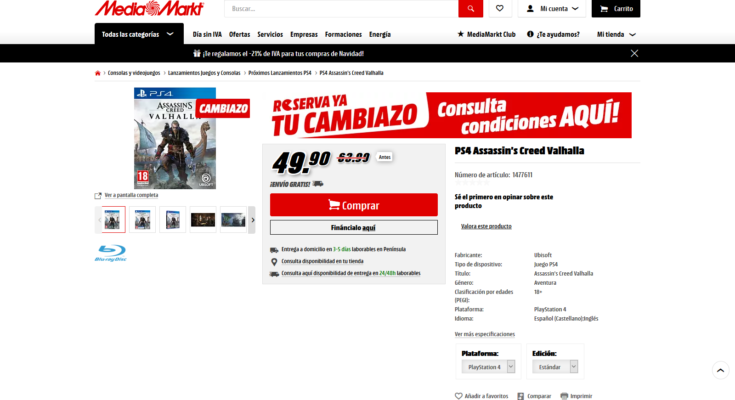 Cambiazo Media Markt PS4 Assassin’s Creed Valhalla